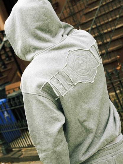 BELAGUER DISTRESSED ZIP-HOODIE [ASH GREY]