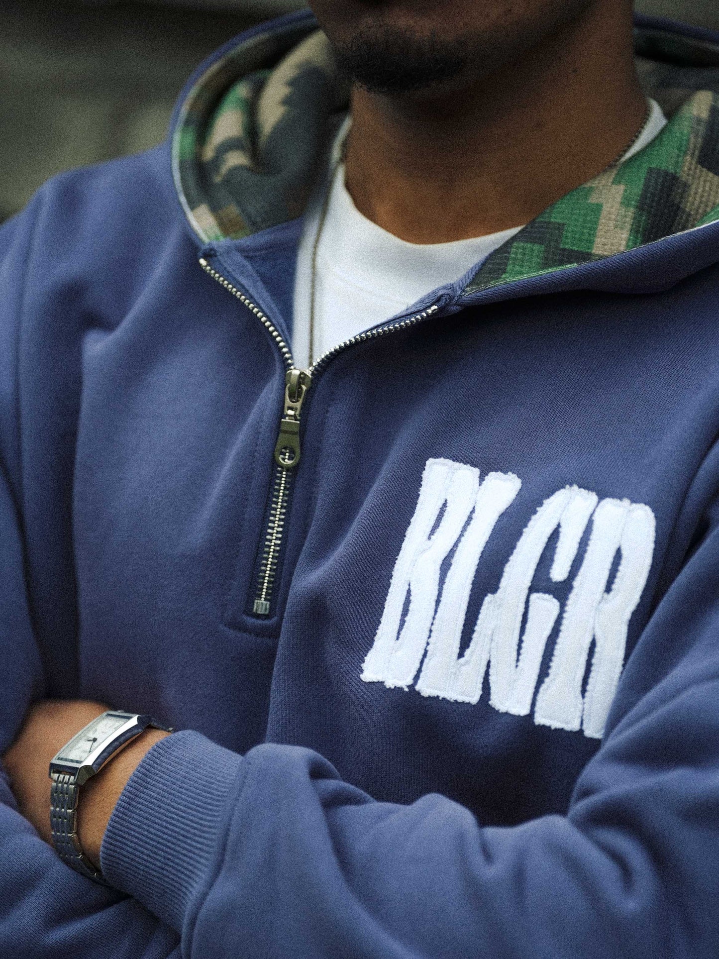 BLGR QUARTER ZIP HOODIE [LIGHT NAVY]