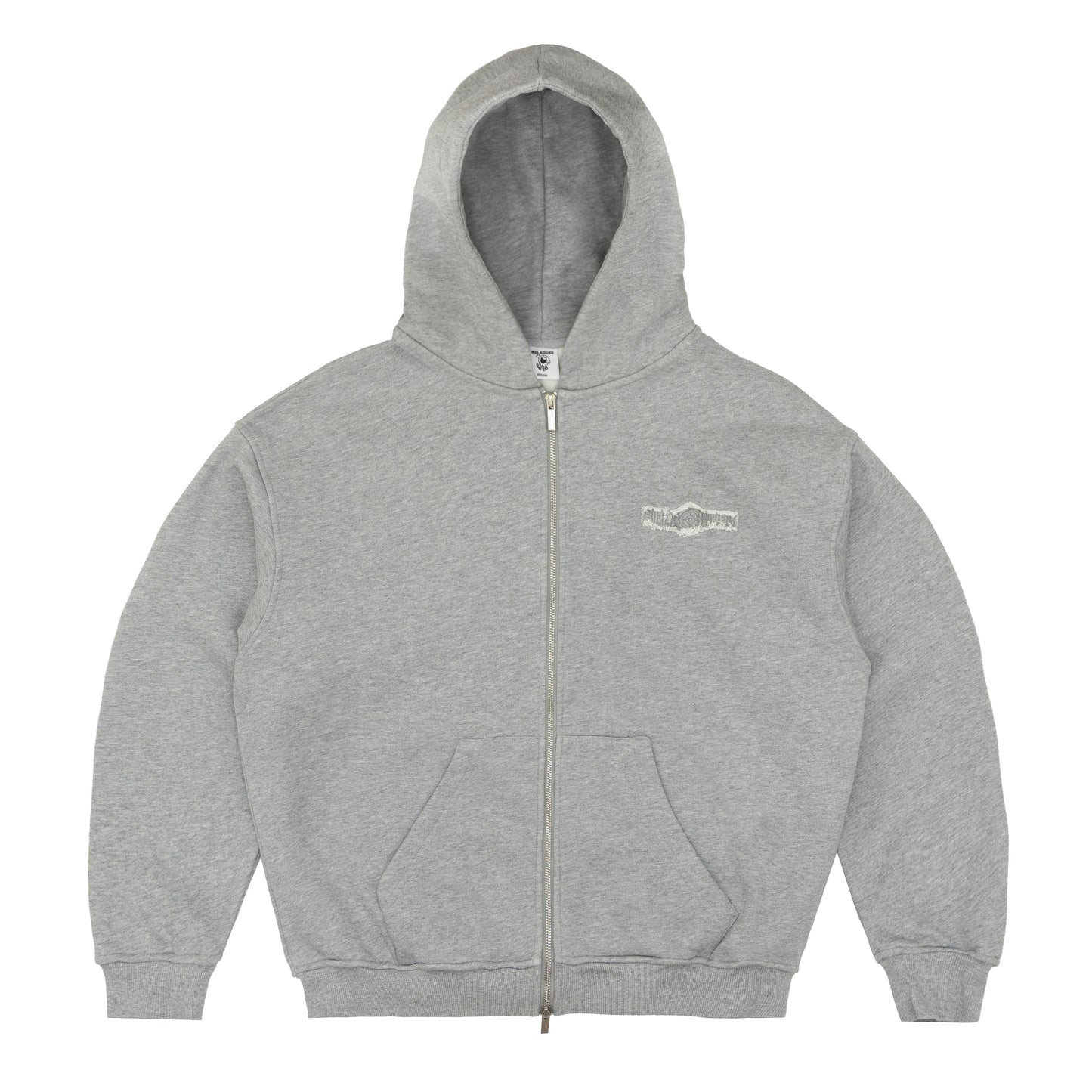 BELAGUER DISTRESSED ZIP-HOODIE [ASH GREY]
