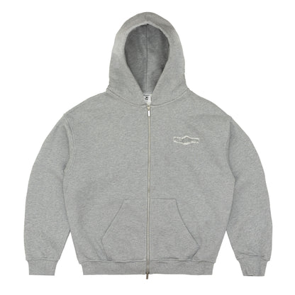 BELAGUER DISTRESSED ZIP-HOODIE [ASH GREY]