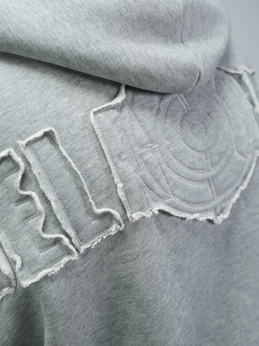 BELAGUER DISTRESSED ZIP-HOODIE [ASH GREY]