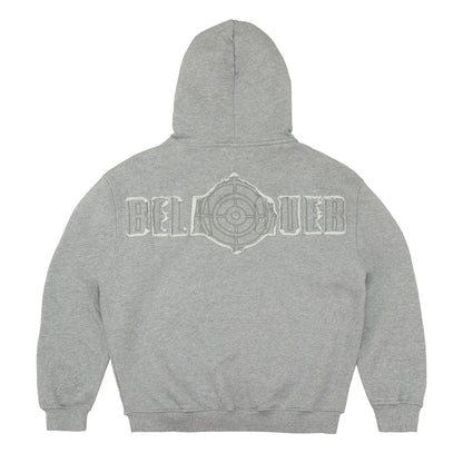 BELAGUER DISTRESSED ZIP-HOODIE [ASH GREY]