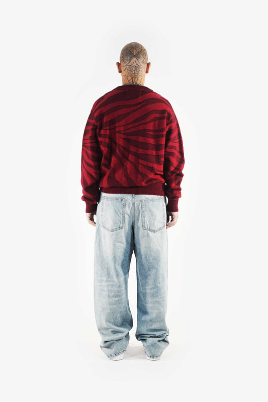 BLGR ZEBRA CARDIGAN [WINE RED]