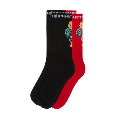 BLGR X MAHOU SOCKS [BLACK/RED]